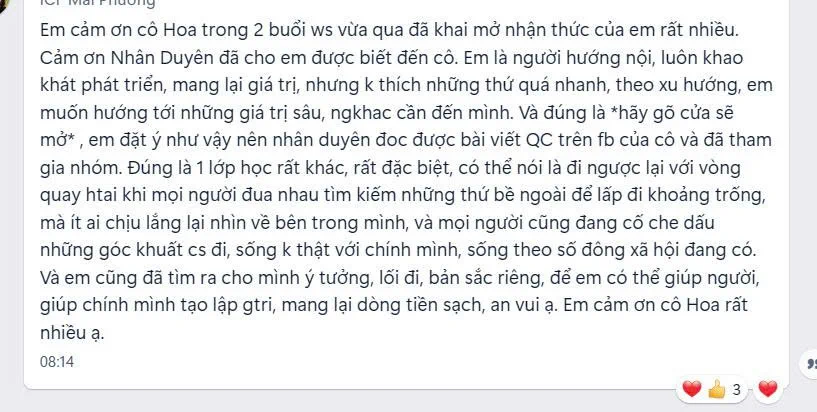Cảm nhận học viên Mai Phương