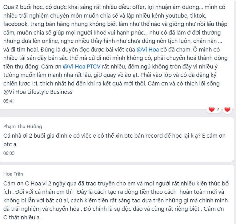 Cảm nhận học viên Phạm Thu Hường & Hoa Trần